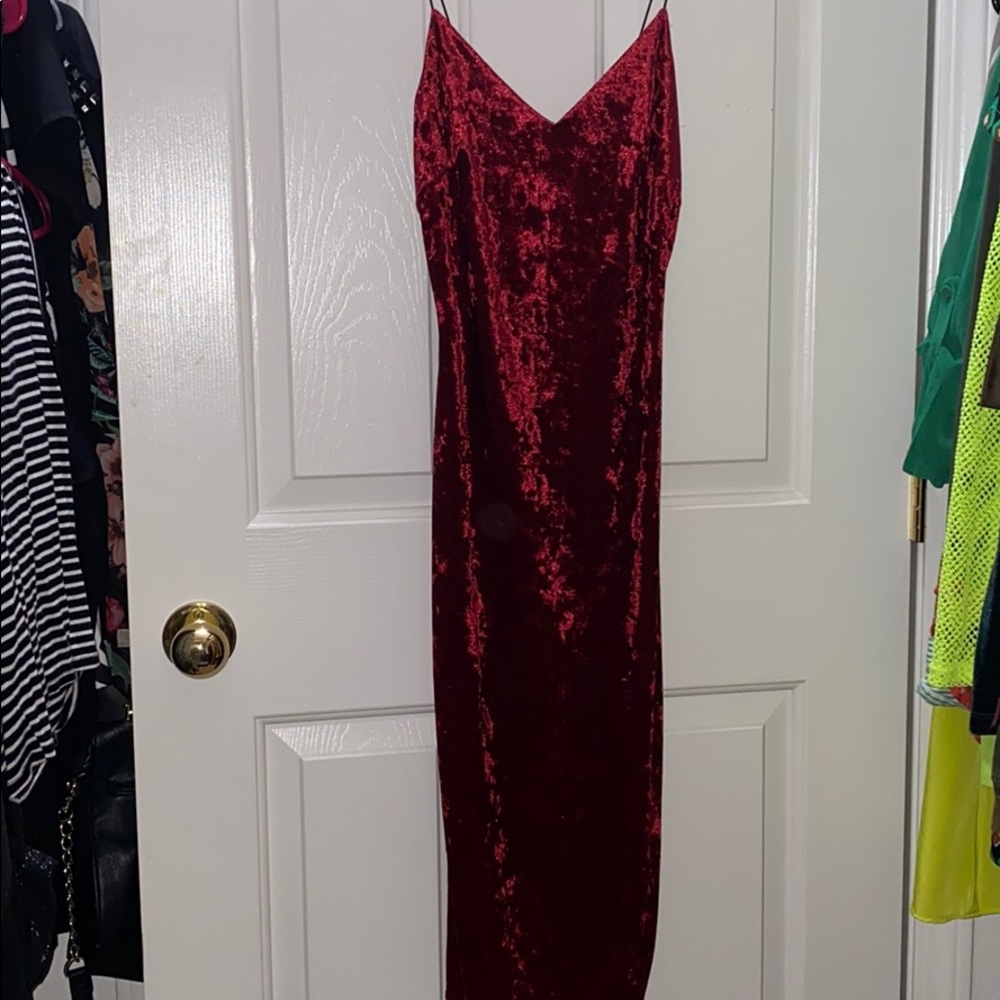 Red suede dress form fitting size small